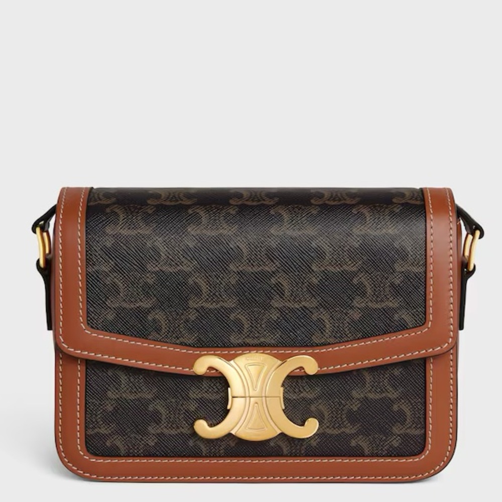 BRAND NEW! Celine TEEN TRIOMPHE BAG IN TRIOMPHE CANVAS AND CALFSKIN - Picture 8 of 16